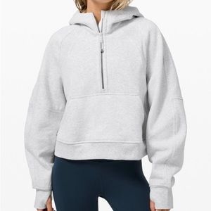 Lululemon Scuba Oversized 1/2 Zip Hoodie Sweatshirt Light Grey M/L